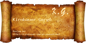 Kirnbauer Gergő névjegykártya